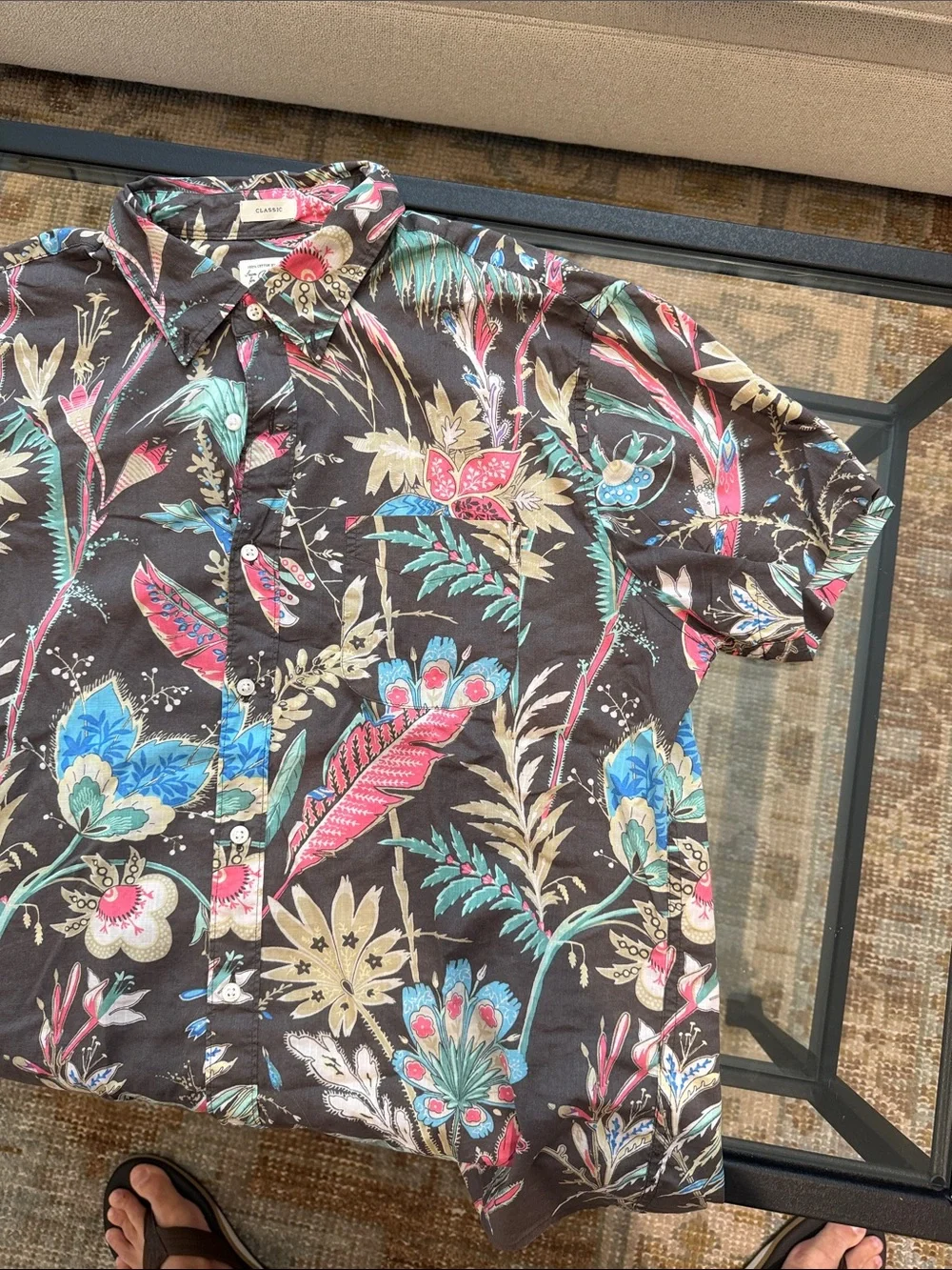 J Crew Summer Weight Floral Button-Up Shirt - Black/Multi